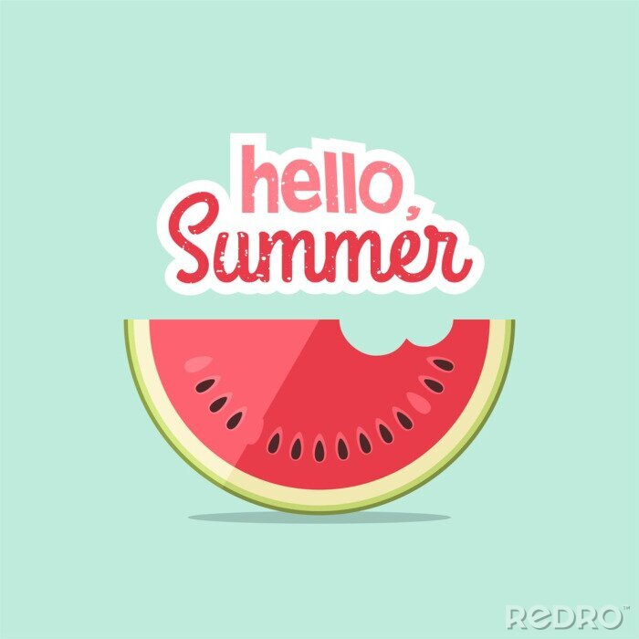 Poster Illustration mit angebissener Wassermelone und Aufschrift