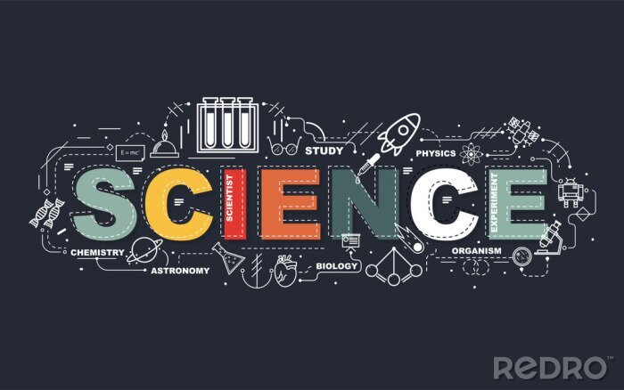 Poster Illustration mit Aufschrift Science