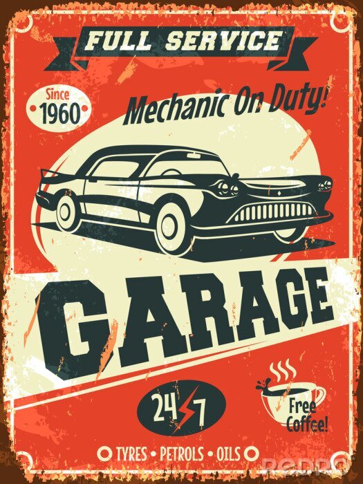 Poster Illustration mit Autos und Aufschrift