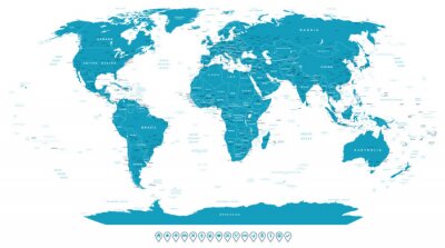 Illustration mit blauer Weltkarte
