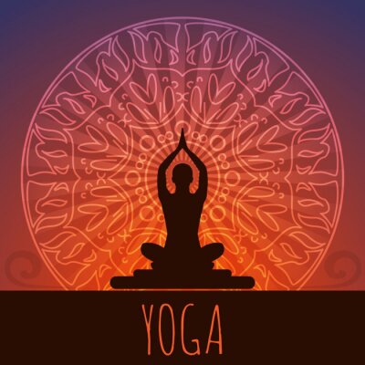 Poster Illustration mit Mandala und Yoga-Inschrift