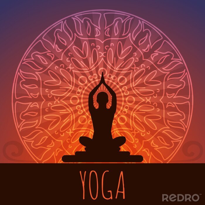 Poster Illustration mit Mandala und Yoga-Inschrift