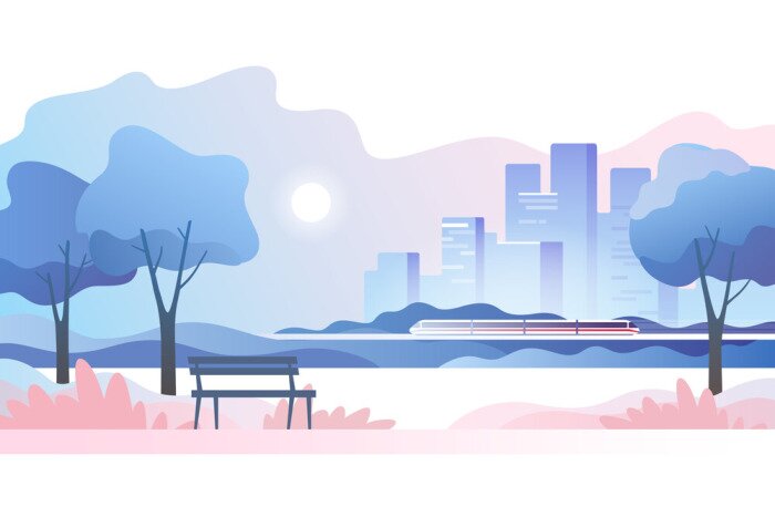 Poster Illustration mit städtischem Panorama