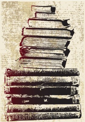 Poster Illustration mit Stapel Bücher