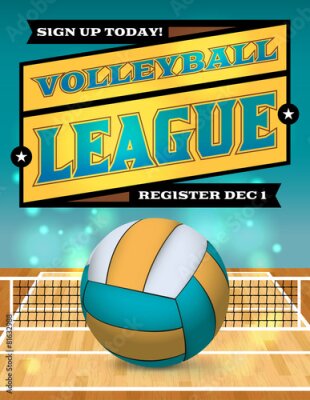 Poster Illustrierter Volleyball mit Typografie
