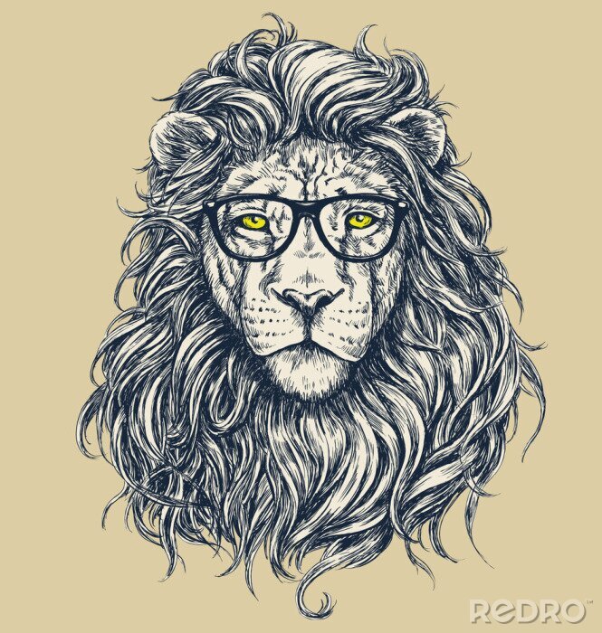 Poster Intelligenter Löwe mit Brille