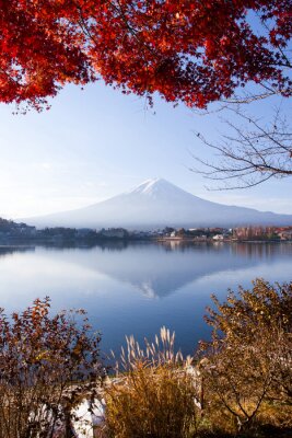 Poster Japanische Landschaft des Mount Fuji