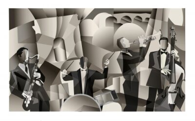Jazzband Grafik im Stil von Picasso