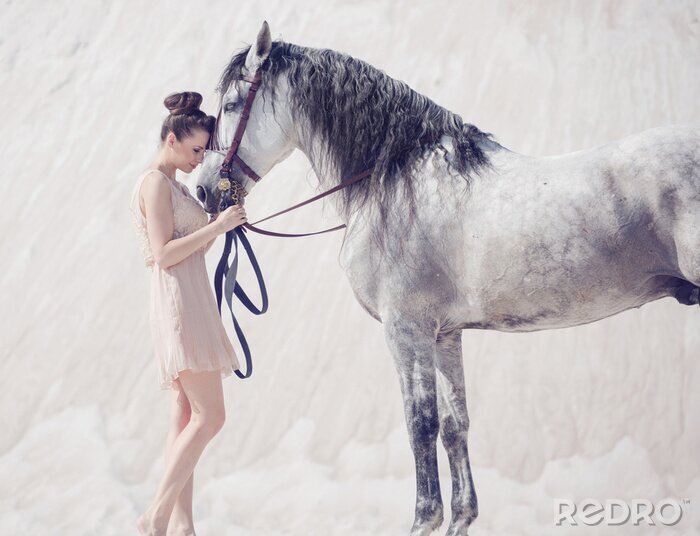 Poster Junge Frau mit Pferd