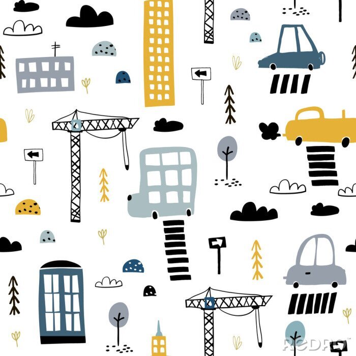 Poster Jungenmotiv mit Stadt