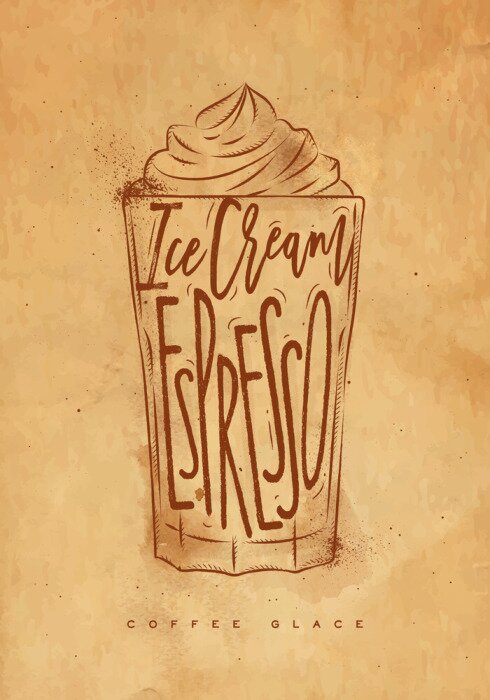 Poster Kaffee-Glace-Cup-Handwerk