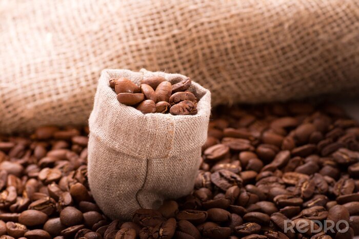 Poster Kaffee in Jutesäcken