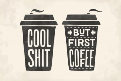 Sticker Kaffee zum Mitnehmen Becher mit Aufschriften