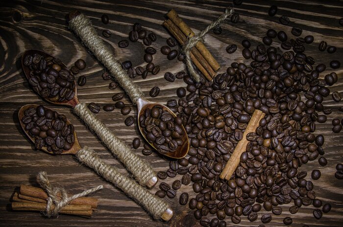 Poster Kaffeebohnen Retro-Komposition