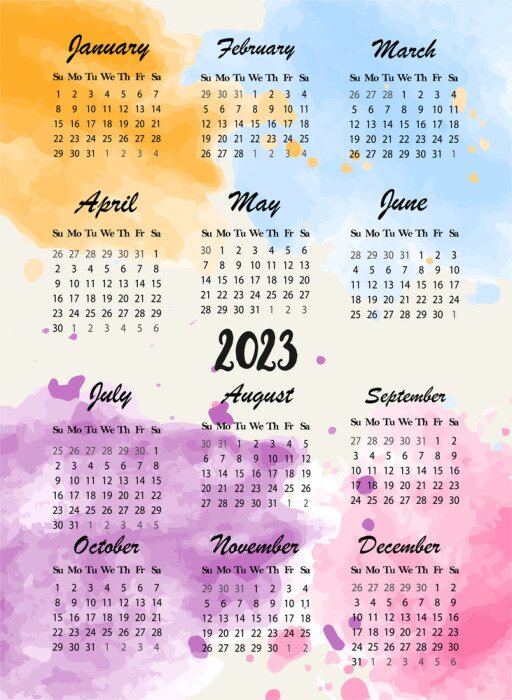Poster Kalender 2023 Aquarell