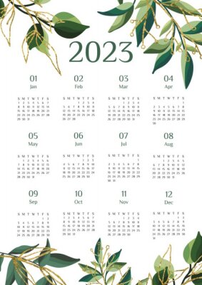 Kalender 2023 grüne Zweige
