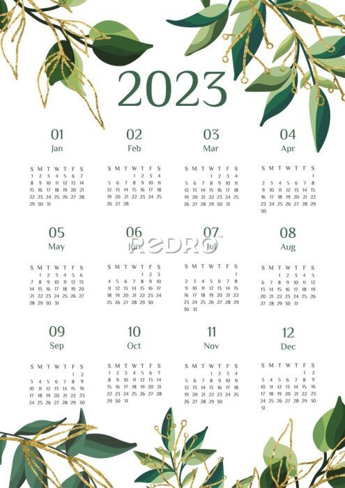 Poster Kalender 2023 grüne Zweige