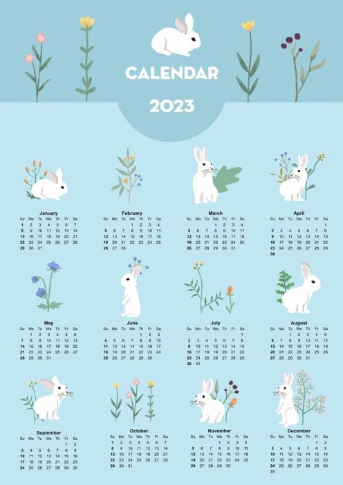 Poster Kalender 2023 Hasen