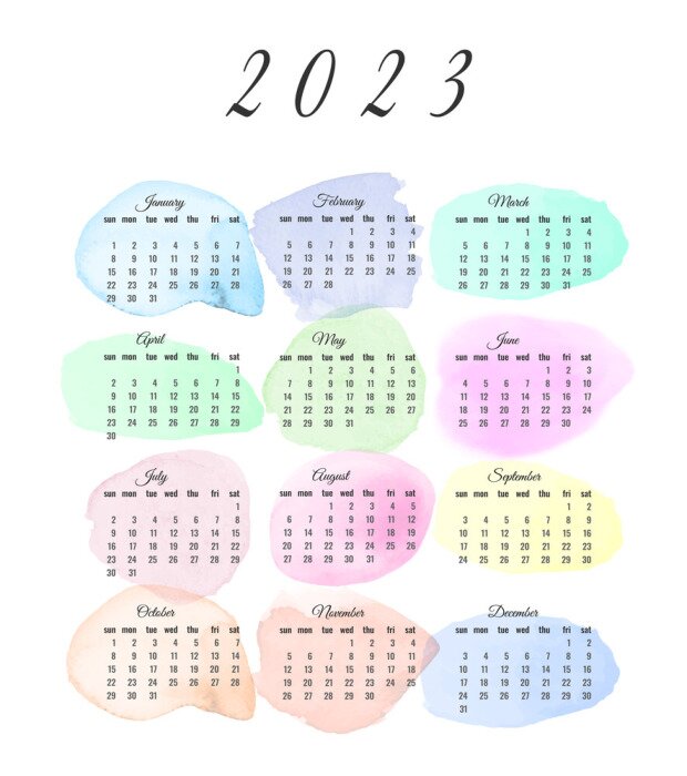 Poster Kalender 2023 Pastellaquarelle