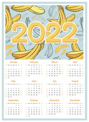 Poster Kalender mit Bananen