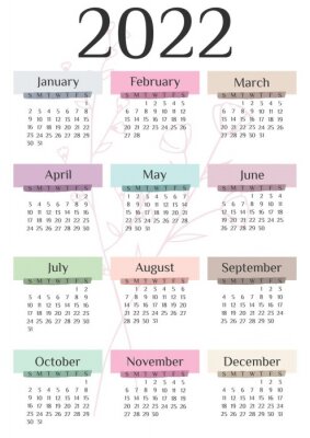 Poster Kalender mit bunten Monaten