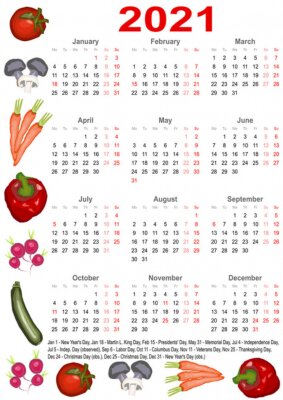 Poster Kalender mit Gemüse 2021