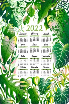 Poster Kalender mit grünen Akzenten