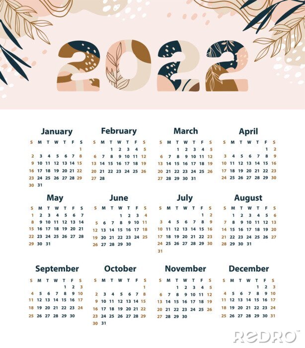 Poster Kalender mit Pflanzenmotiv