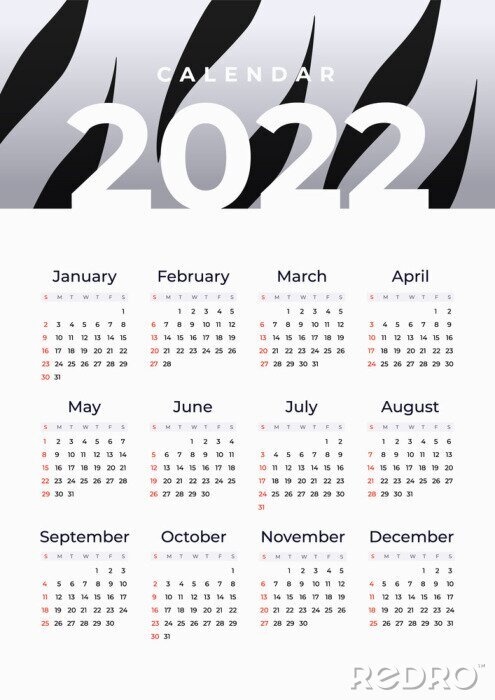 Poster Kalender mit Zebrastreifenmuster
