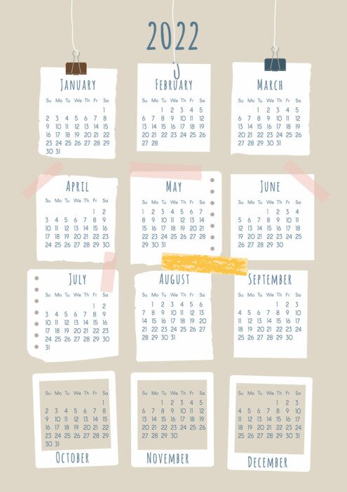 Poster Kalender mit Zeichnungen