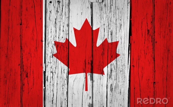 Poster Kanadische Flagge auf Holz gemalt