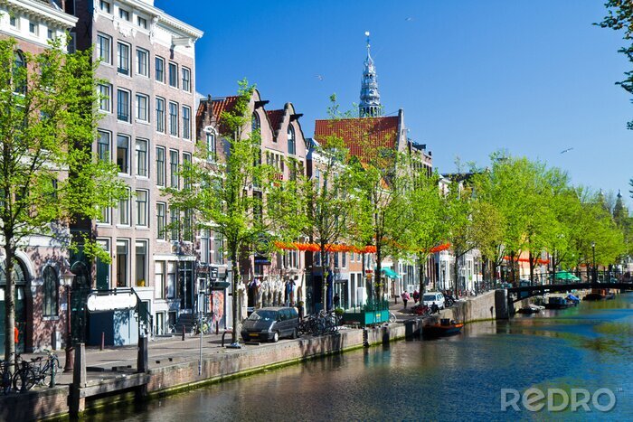 Poster Kanal in Amsterdam im Sommer