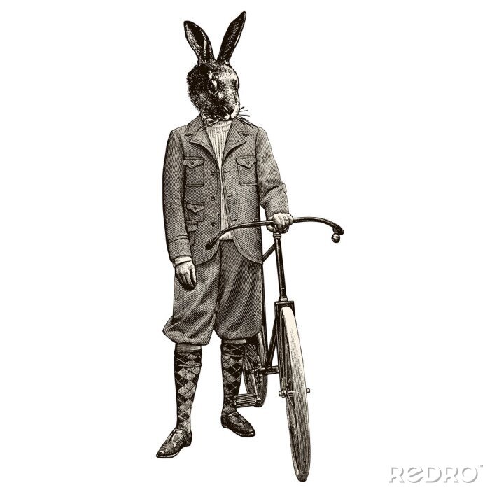 Poster Kaninchen Radfahren
