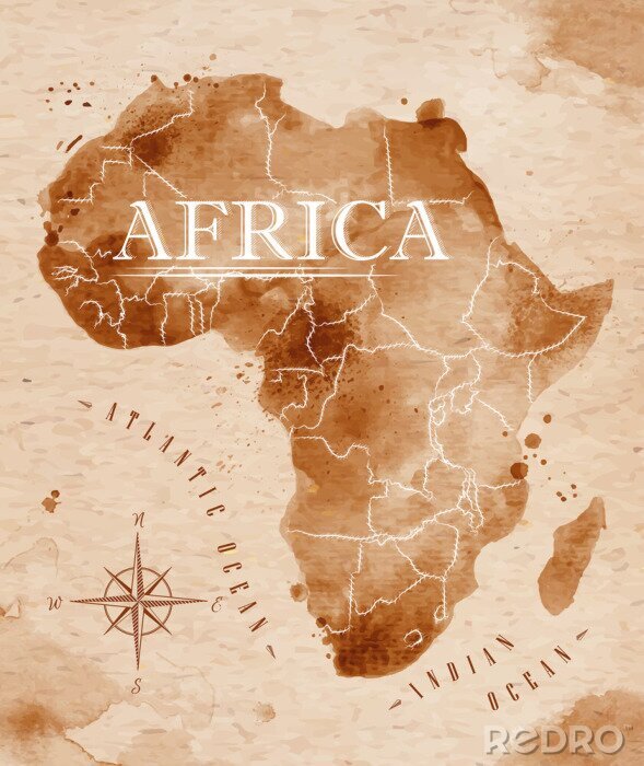 Poster Karte Afrika retro
