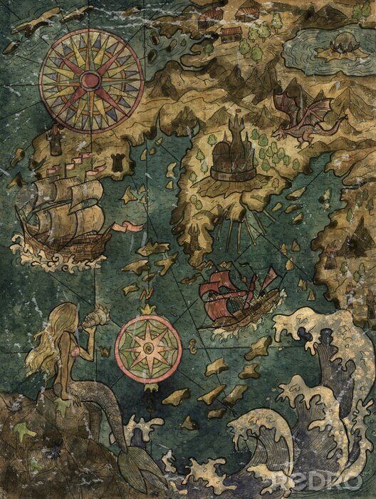 Poster Karte der Schiffbrüchigen