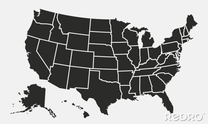 Poster Karte der USA mit Bundesstaaten