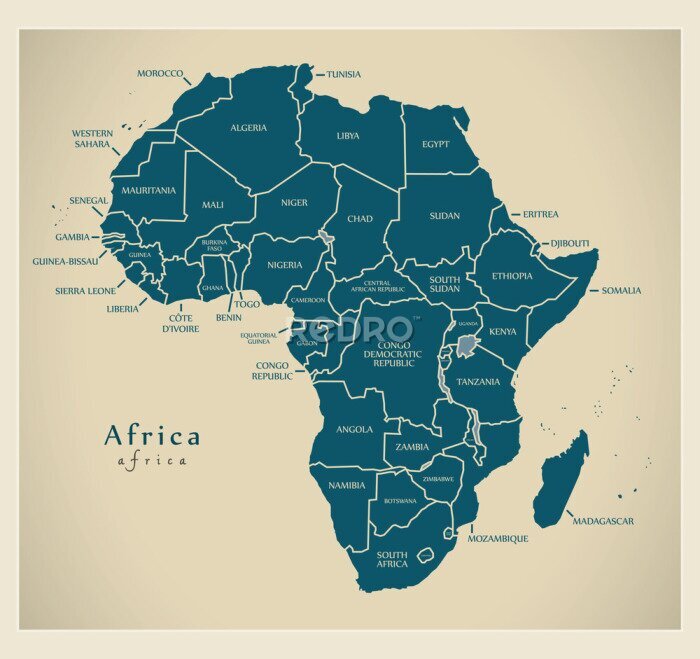 Poster Karte des afrikanischen Kontinents