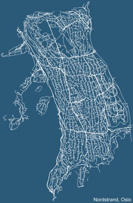Poster Karte eines Teils von Oslo