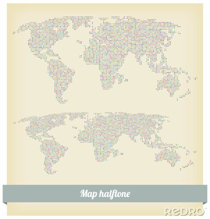 Poster Karte Halbton Vektor