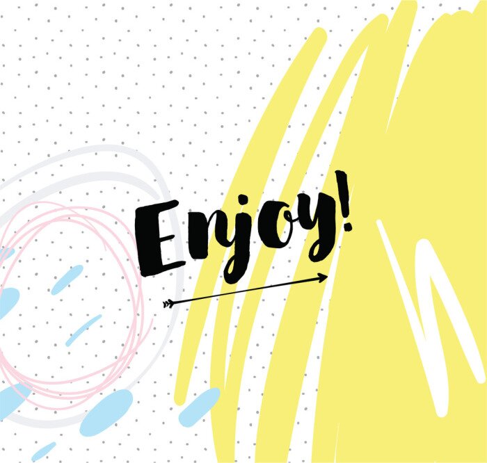 Poster Karte mit Aufschrift und buntem Motiv