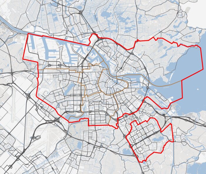 Poster Karte von Amsterdam city. Niederlande Straßen