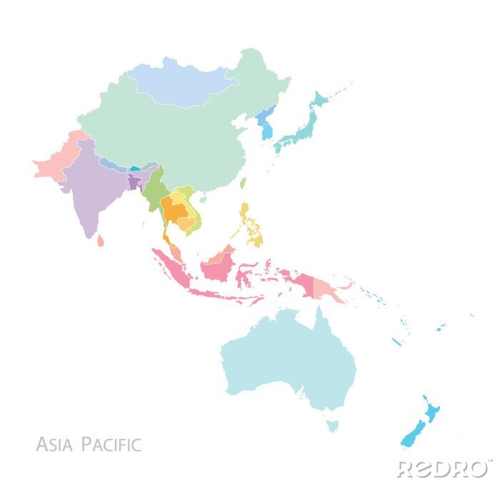 Poster Karte von Asien-Pazifik