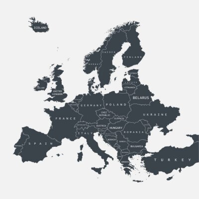 Poster Karte von Europa mit politischer Teilung