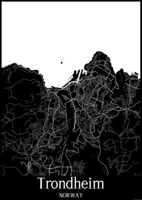 Poster Karte von Trondheim