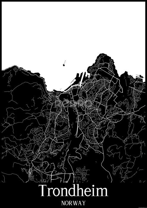 Poster Karte von Trondheim