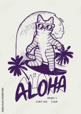 Poster Katze auf der Welle