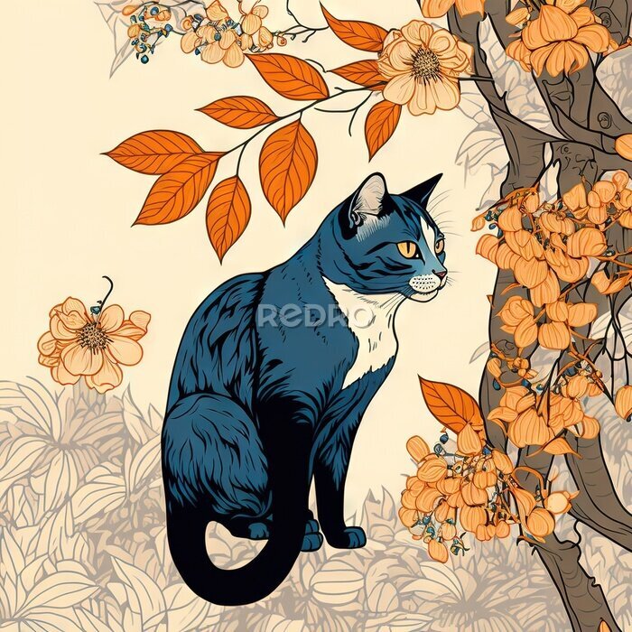 Poster Katze im Herbstgarten