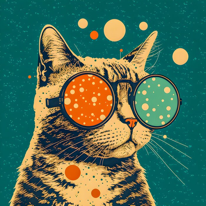 Poster Katze in farbigen Gläsern