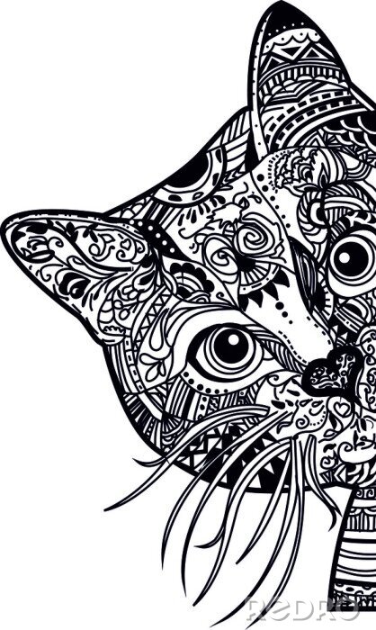 Poster Katze in grafischen Mustern