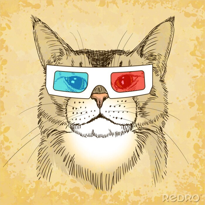 Poster Katze mit Brille